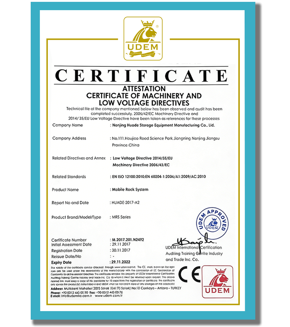 การรับรองมาตรฐานสากลสำหรับระบบชั้นวางเคลื่อนที่ Hydglobalasrs